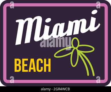 Miami beach label icon in flat style Stock Vector