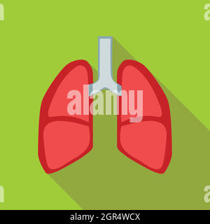 Lungs icon, flat style Stock Vector