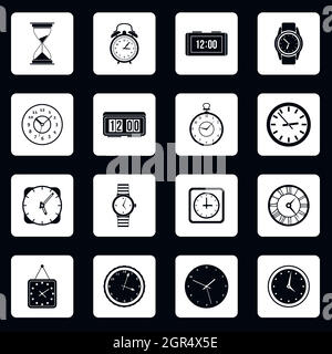Clock icons set in simple style Stock Vector