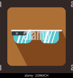 Smart glasses icon, flat style Stock Vector