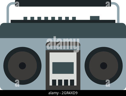 Boom box or radio cassette tape player icon in cartoon style isolated ...