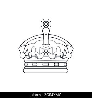 Crown icon, outline style Stock Vector