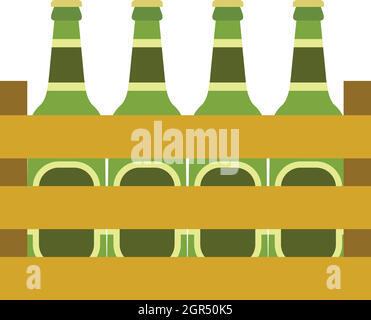 Pack of beer bottles icon, flat style Stock Vector