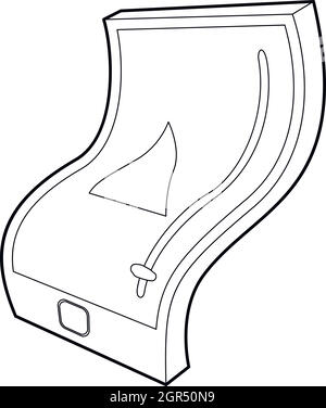 Flexible tablet icon, outline style Stock Vector