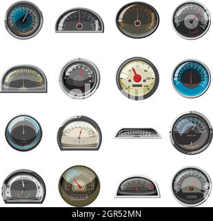 Car speedometers set, realistic style Stock Vector