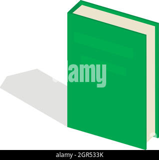 Green closed book icon, isometric 3d style Stock Vector