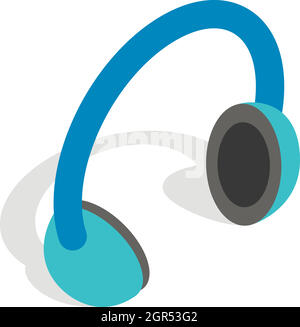 Headphones icon, isometric 3d style Stock Vector
