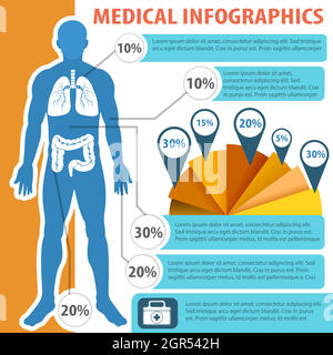 Medical infographic with human anatomy Stock Vector