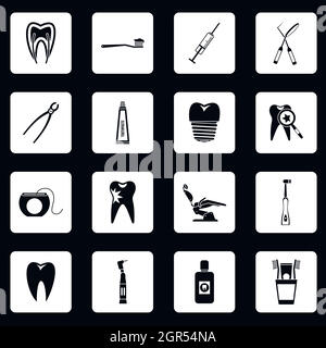 Stomatology icons set in simple style Stock Vector