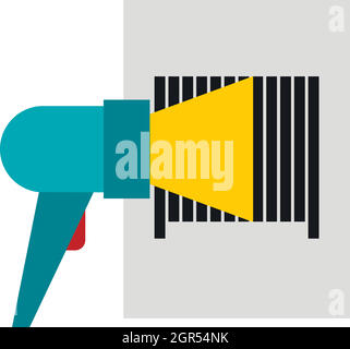 Bar code on cargo icon, flat style Stock Vector