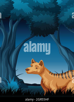 A hyena in tropical rainforest background Stock Vector