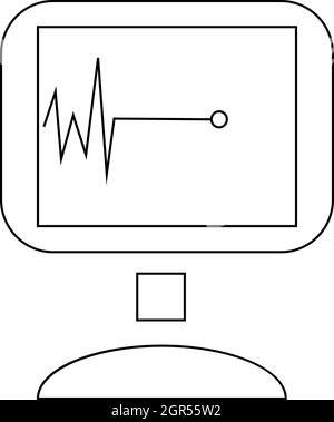 Monitor with cardiac arrest icon, outline style Stock Vector