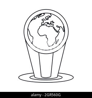 Hologram globe icon, outline style Stock Vector