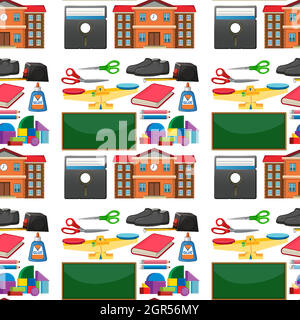 Set of stationary tools and school seamless Stock Vector