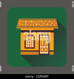 Gingerbread house icon, flat style Stock Vector