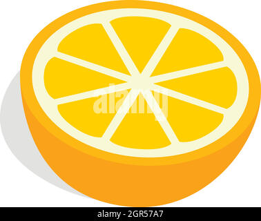 Half of orange icon , isometric 3d style Stock Vector
