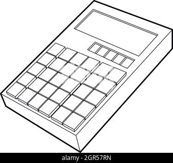Calculator icon, outline style Stock Vector
