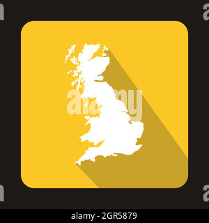 White map of United Kingdom icon, flat style Stock Vector