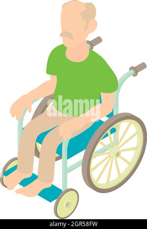 Man sitting on wheelchair icon, cartoon style Stock Vector