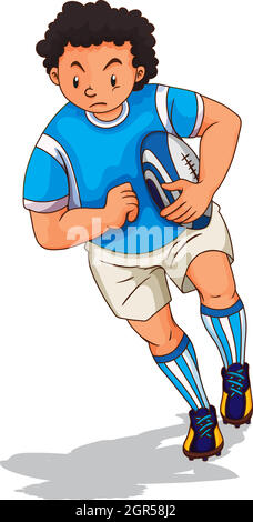 Rugby player holding rugby ball Stock Vector