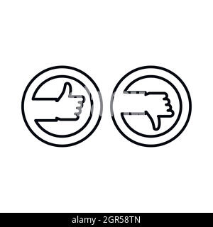 Thumbs up and down buttons icon, outline style Stock Vector