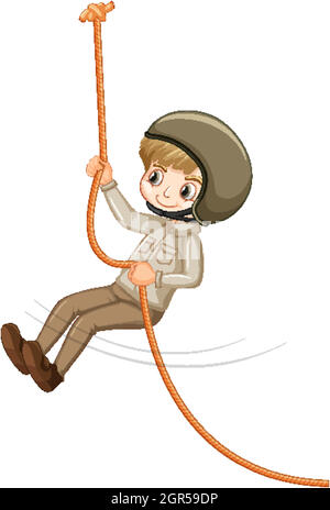 Cute boy in safari outfit on white background Stock Vector