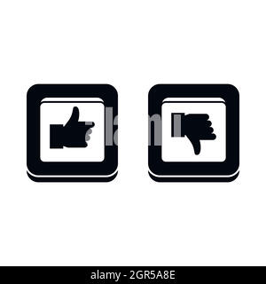 Signs hand up and down in squares icon Stock Vector