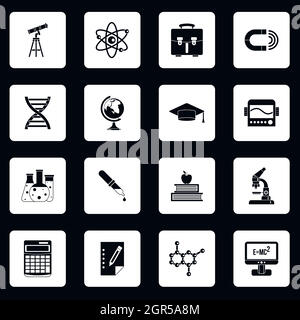 Science icons set, simple style Stock Vector