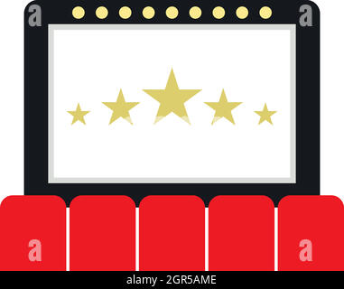 Cinema auditorium with screen and seats icon Stock Vector