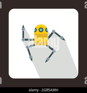 Robot spider icon, flat style Stock Vector