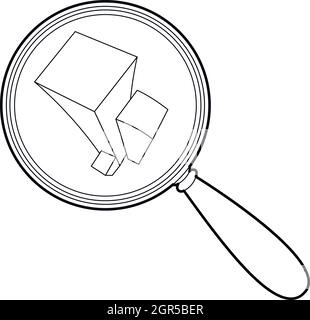 Graph under magnifying glass icon, outline style Stock Vector