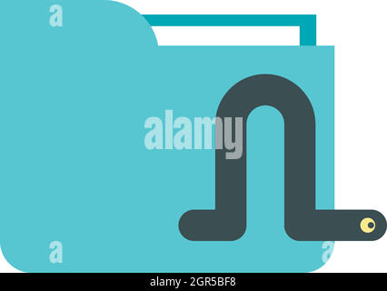 Worm in e-mail icon, flat style Stock Vector