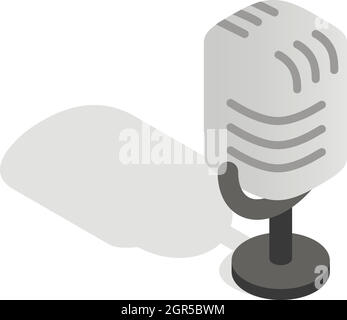 Retro microphone icon, isometric 3d style Stock Vector