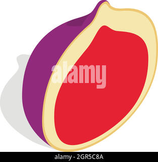 Half of fig fruit icon, isometric 3d style Stock Vector