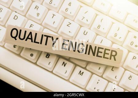 Text caption presenting Quality Engineer. Business showcase ensure the overall quality of a manufactured product Downloading Online Files And Data Stock Photo