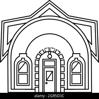 House with round roof icon, outline style Stock Vector