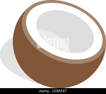 Half of coconut icon, isometric 3d style Stock Vector