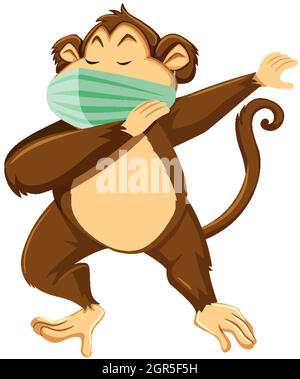 Monkey cartoon character wearing mask Stock Vector