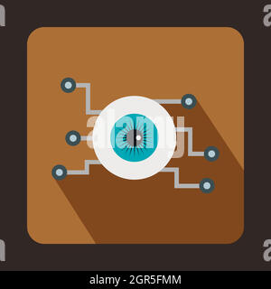 Cyber eyes icon, flat style Stock Vector