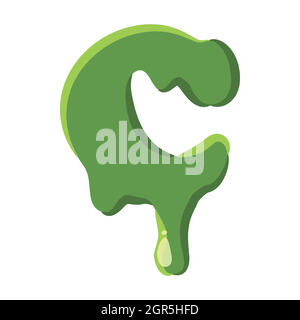 Letter C made of green slime Stock Vector