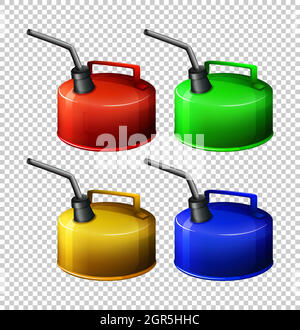 Portable gasoline tank in four colors Stock Vector