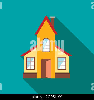 Abstract modern house icon, flat style Stock Vector
