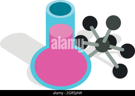Test flask and molecule structure icon Stock Vector