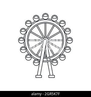 Ferris wheel icon, outline style Stock Vector