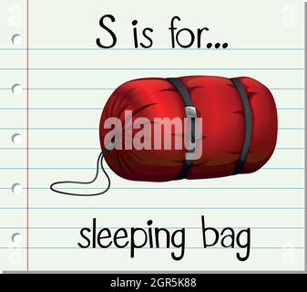 Flashcard letter S is for sleeping bag Stock Vector