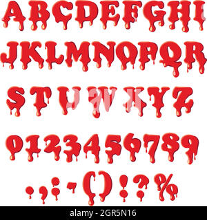 Bloody alphabet isolated on white background Stock Vector