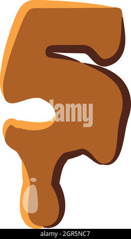 Number 5 from caramel icon Stock Vector