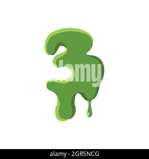 Numder 3 made of green slime Stock Vector