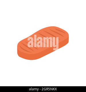 Grilled steak icon, isometric 3d style Stock Vector