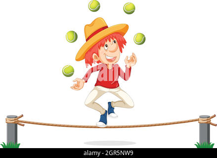 A Man Juggling on Rope Stock Vector